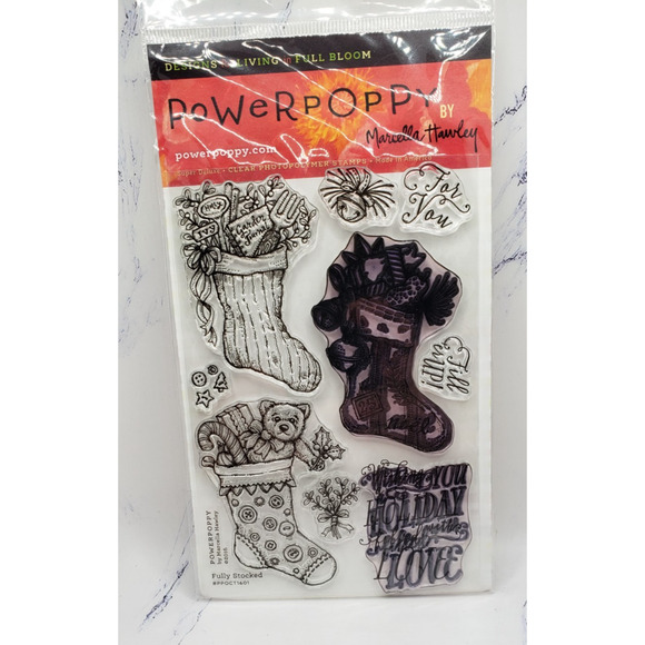 Holiday Christmas Stockings Power Poppy Clear Stamp - Picture 1 of 4